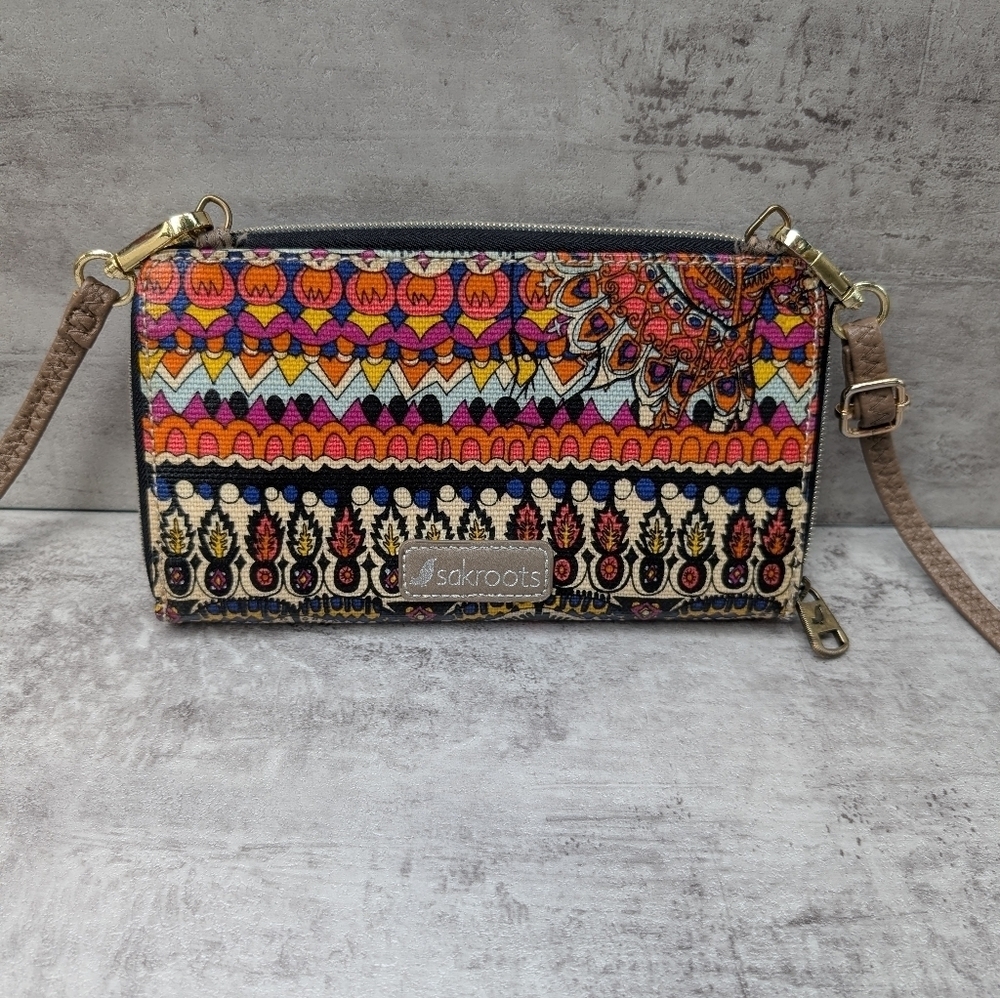 Sakroots Large Smartphone Crossbody Wallet Bag Purse Multicolor